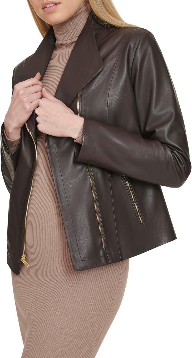 imageCole Haan Womens Long Sleeve Moulded Collar Classic JacketEspresso