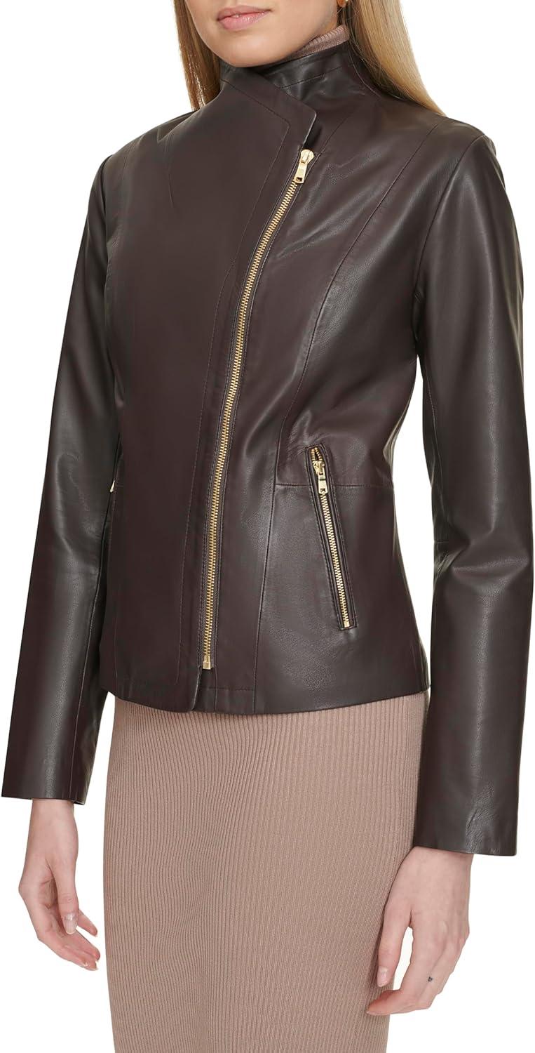 imageCole Haan Womens Long Sleeve Moulded Collar Classic JacketEspresso