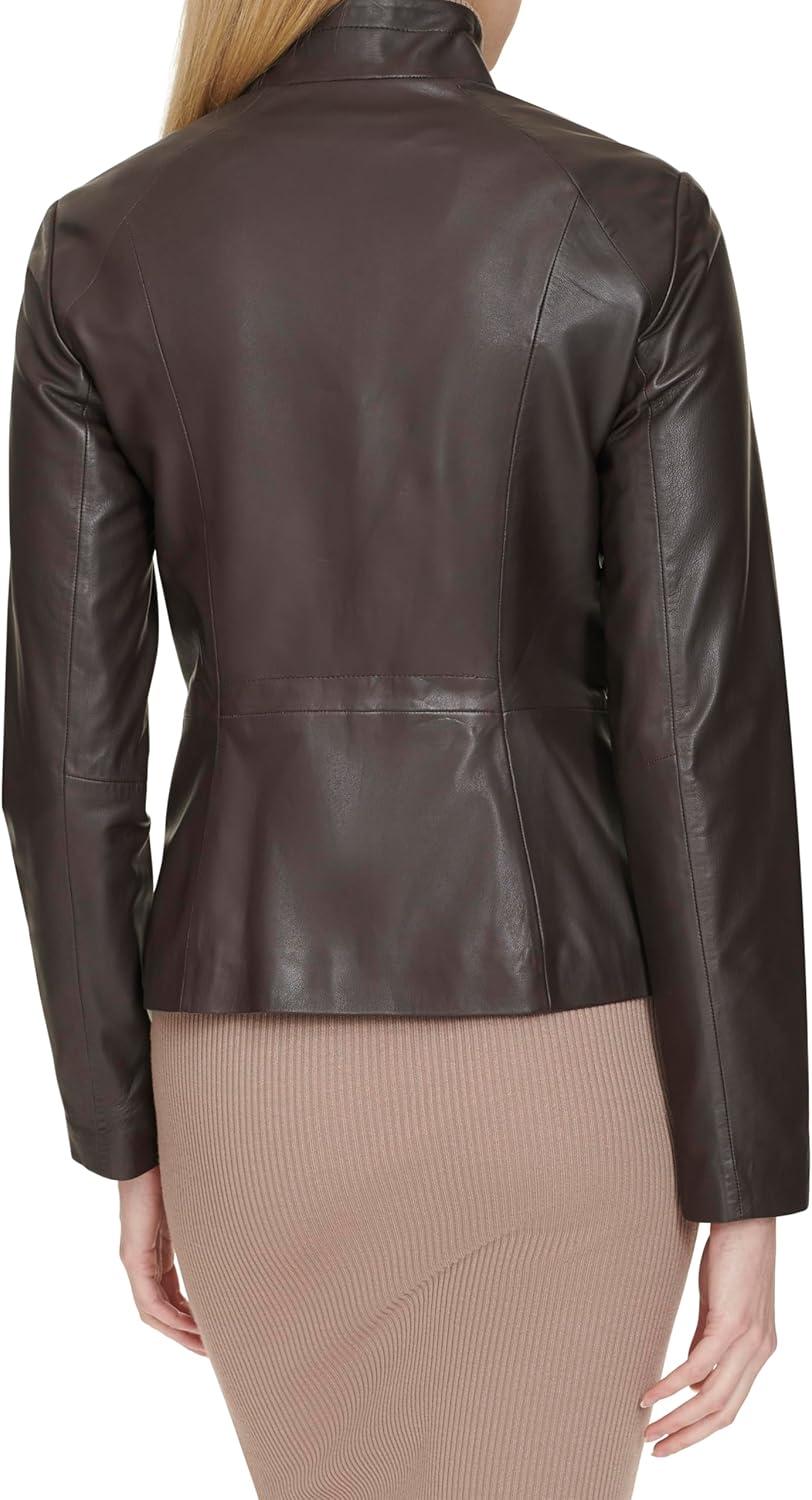 imageCole Haan Womens Long Sleeve Moulded Collar Classic JacketEspresso