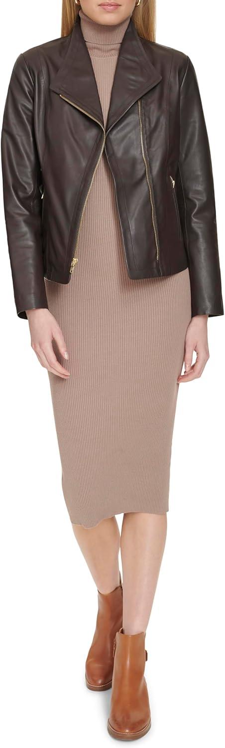 imageCole Haan Womens Long Sleeve Moulded Collar Classic JacketEspresso