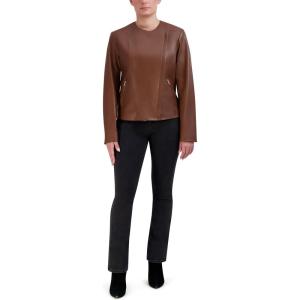 Cole Haan Women’s Leather Casual Classic Jacket(Hickory)