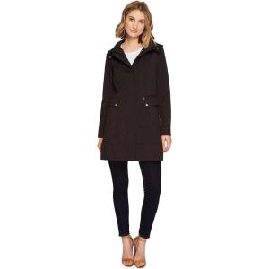 Cole Haan Women’s Packable Hooded Rain Jacket with Bow(Black)
