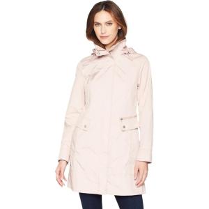 Cole Haan Women’s Packable Hooded Rain Jacket with Bow(Canyon Rose)