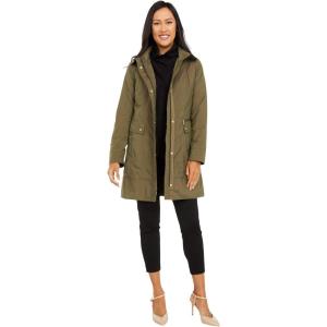 Cole Haan Women’s Packable Hooded Rain Jacket with Bow(Olive)