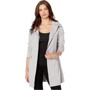 Cole Haan Women’s Packable Hooded Rain Jacket with Bow(Pearl)