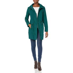 Cole Haan Women’s Packable Hooded Rain Jacket with Bow(Pine)