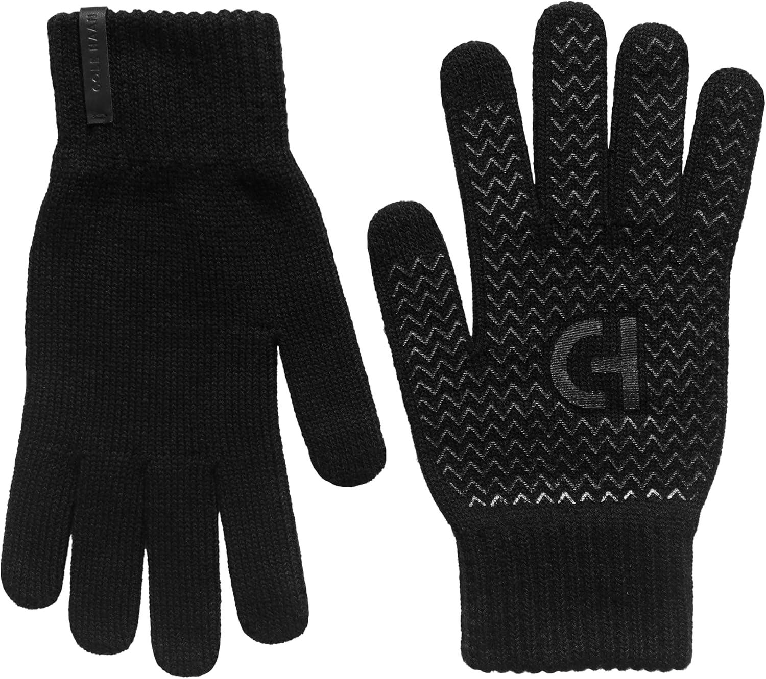 imageCole Haan mens Knit Winter Gloves With Touchscreen Thumb and Index FingerCaviar