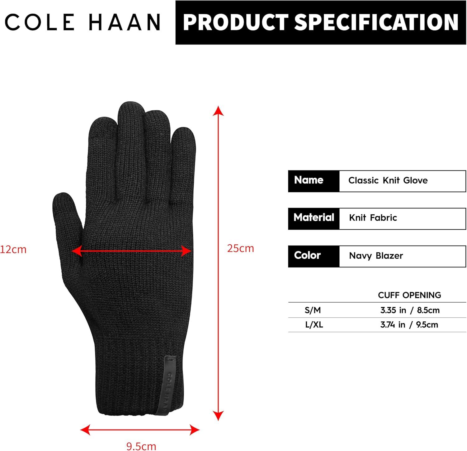 imageCole Haan mens Knit Winter Gloves With Touchscreen Thumb and Index FingerCaviar