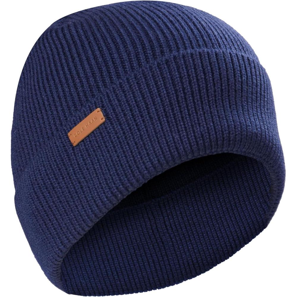 imageCole Haan Heritage Rib Cuff Wool Beanie HatNavy Blazer
