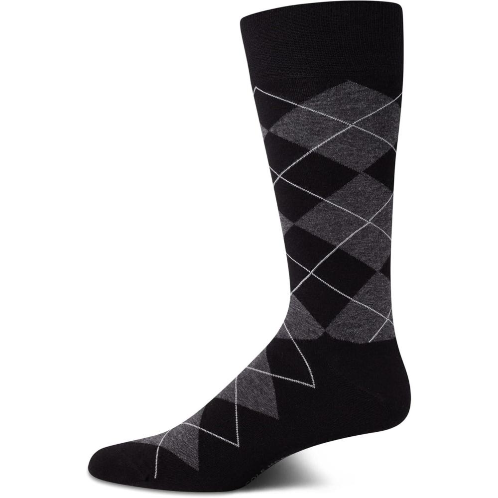 imageCole Haan Mens Dress Socks  Breathable Comfort Stretch CrewLength Work Socks for Men for Business Formal Wear Sizes 712Black Argyle