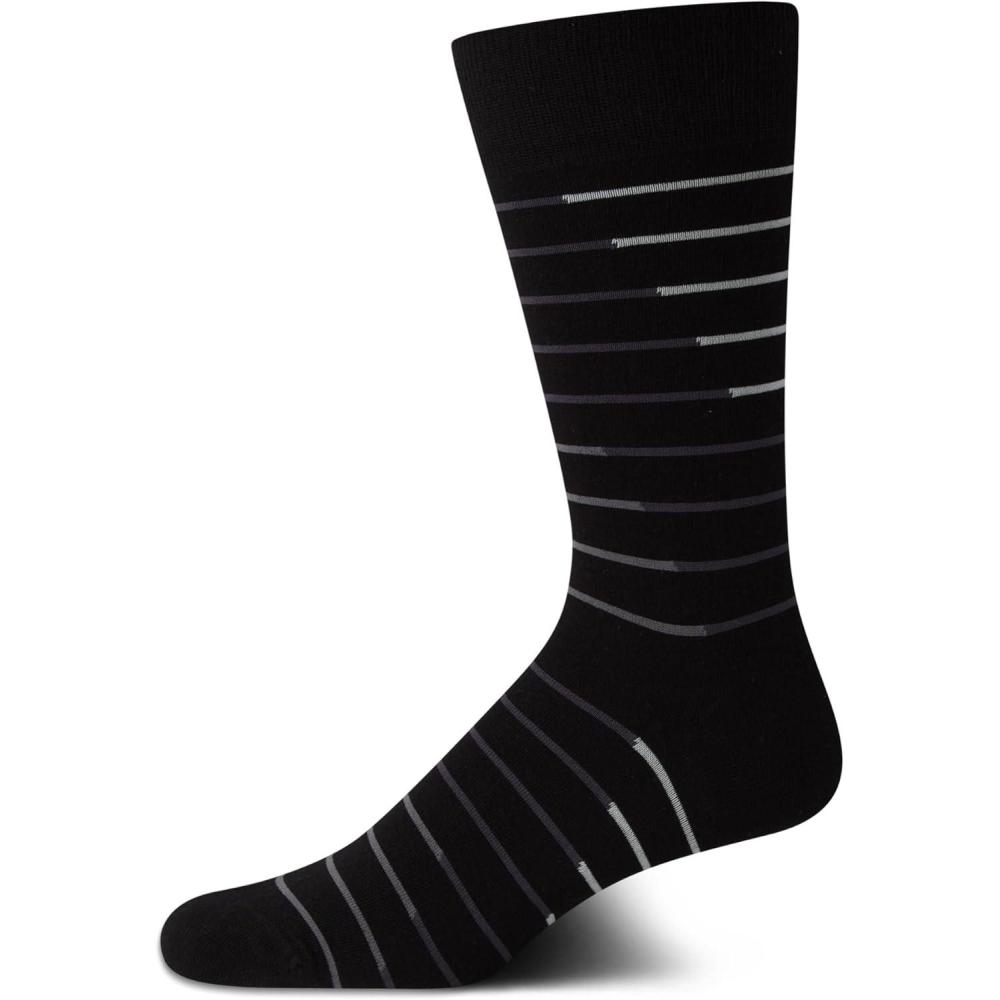 imageCole Haan Mens Dress Socks  Breathable Comfort Stretch CrewLength Work Socks for Men for Business Formal Wear Sizes 712Black Stripes