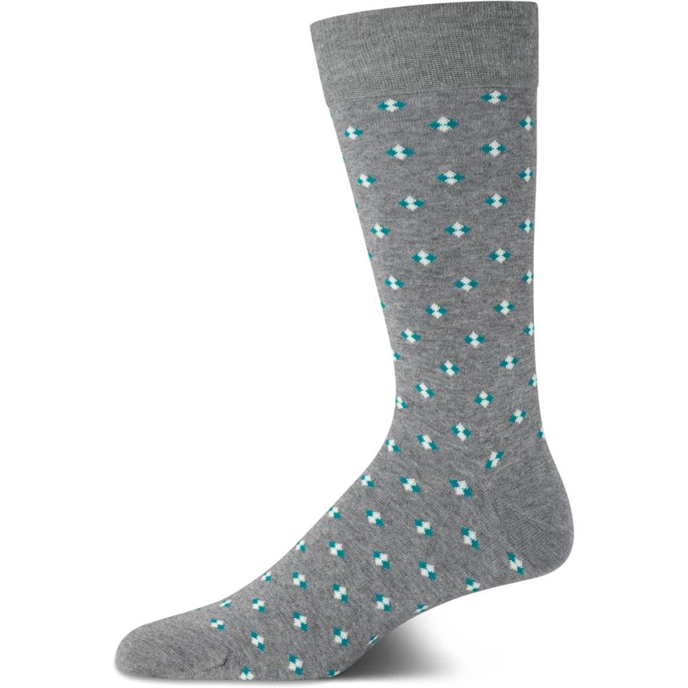imageCole Haan Mens Dress Socks  Breathable Comfort Stretch CrewLength Work Socks for Men for Business Formal Wear Sizes 712Grey Diamonds