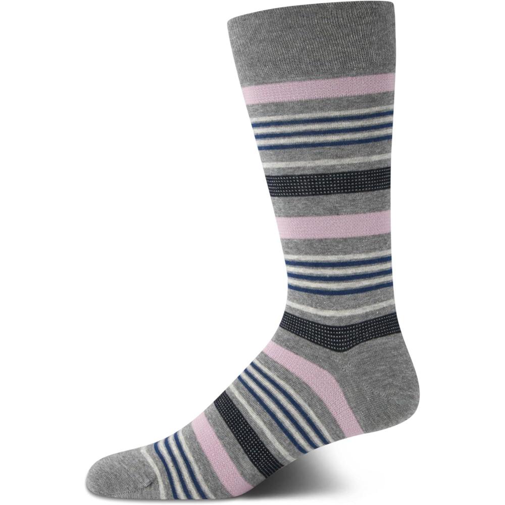 imageCole Haan Mens Dress Socks  Breathable Comfort Stretch CrewLength Work Socks for Men for Business Formal Wear Sizes 712GreyBlue Stripes