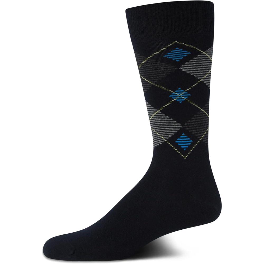 imageCole Haan Mens Dress Socks  Breathable Comfort Stretch CrewLength Work Socks for Men for Business Formal Wear Sizes 712Navy Argyle