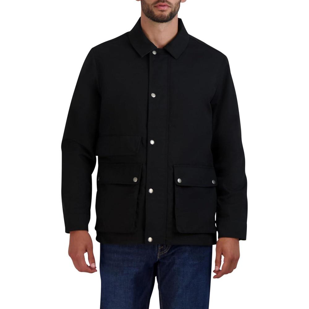 imageCole Haan Mens Everyday Comfortable Waxed Rain JacketBlack