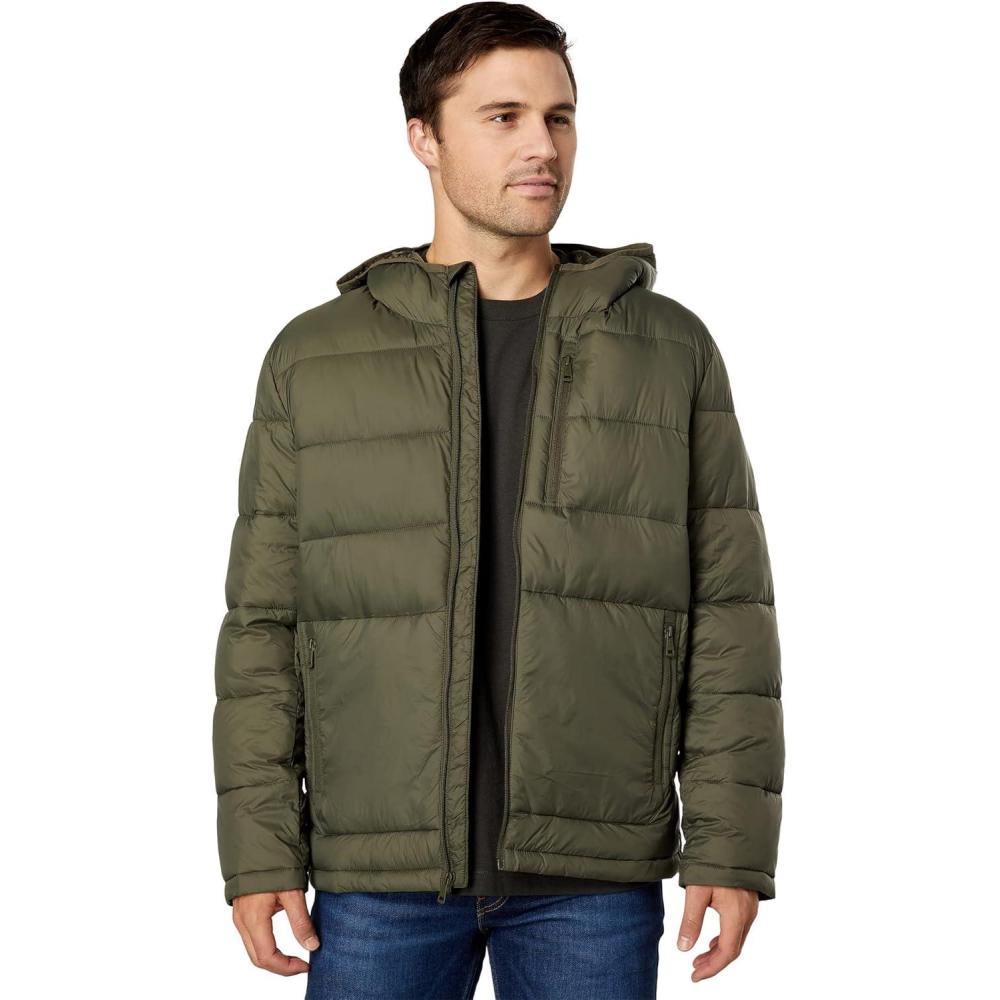 imageCole Haan Mens Hooded Nylon Puffer JacketArmy Green