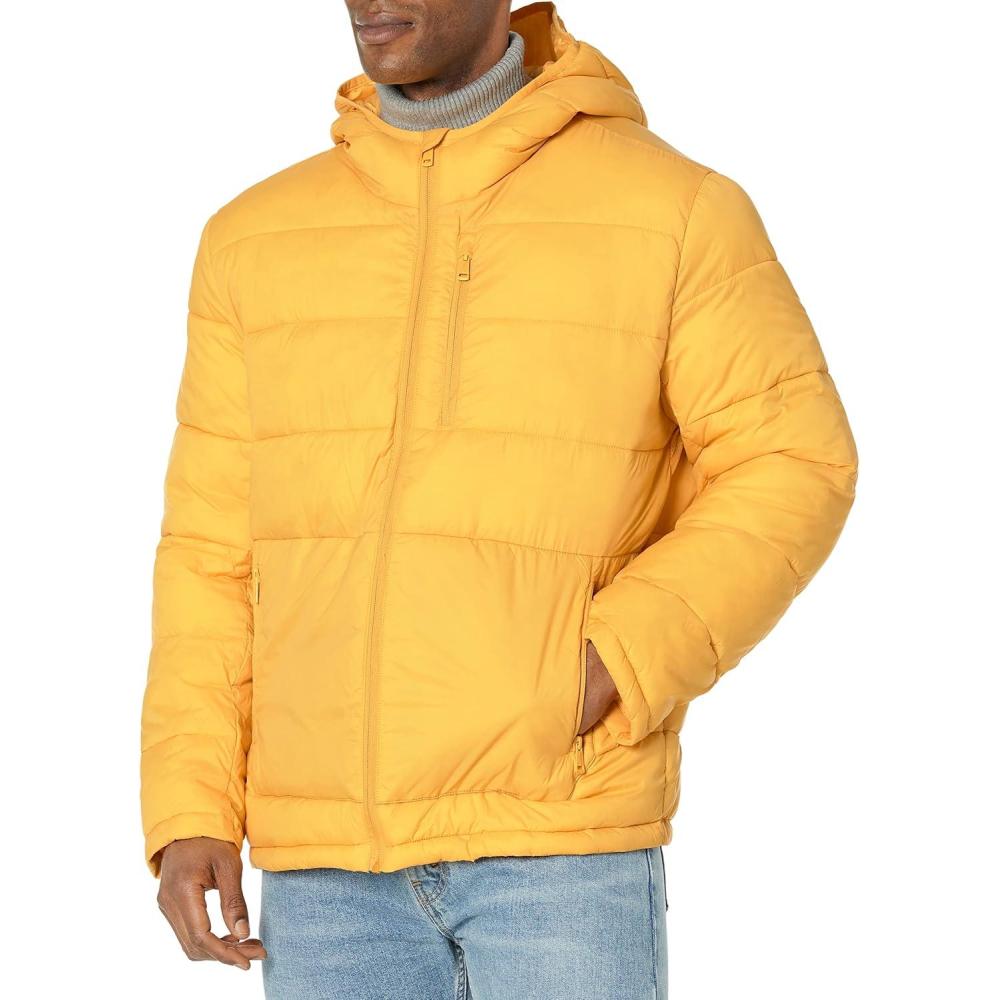imageCole Haan Mens Hooded Nylon Puffer JacketYellow