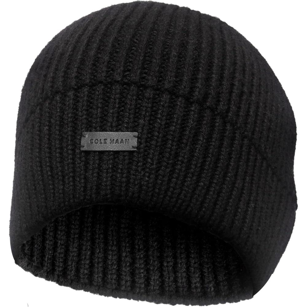 imageCole Haan Mens Knit BeanieNo Cuff DesignCaviar