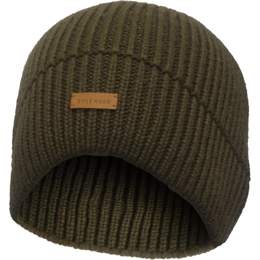 imageCole Haan Mens Knit BeanieNo Cuff DesignOlive