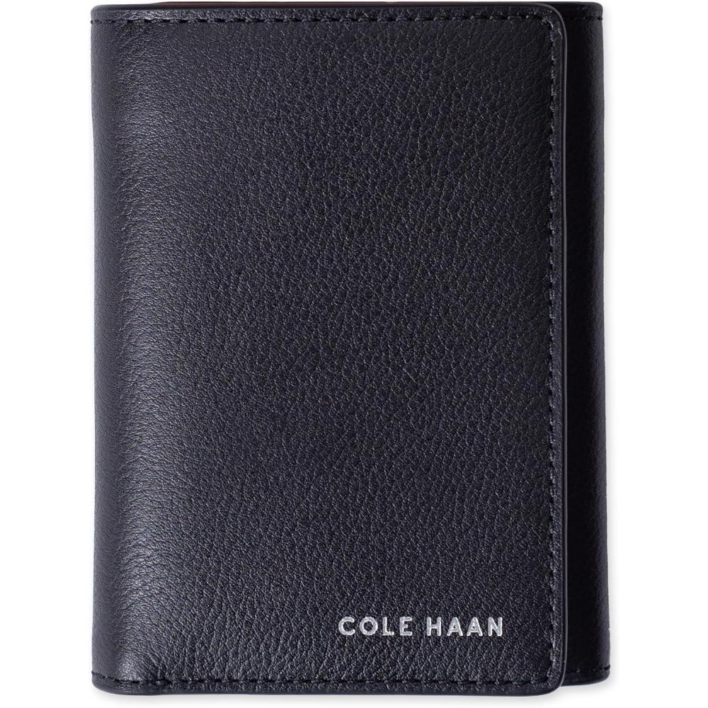 imageCole Haan Mens Leather Compact Trifold RFID WalletBlack