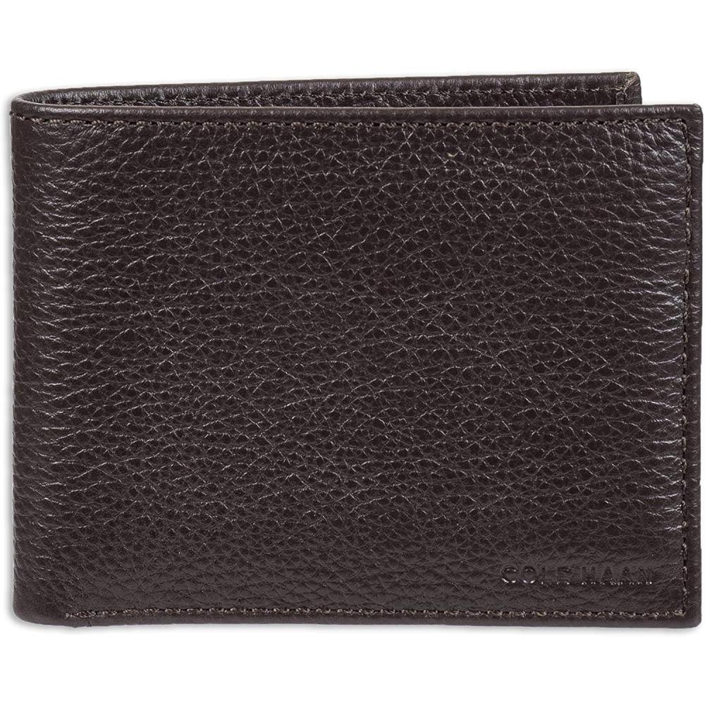 imageCole Haan Mens Leather Everyday Bifold RFID WalletBrown Pebble