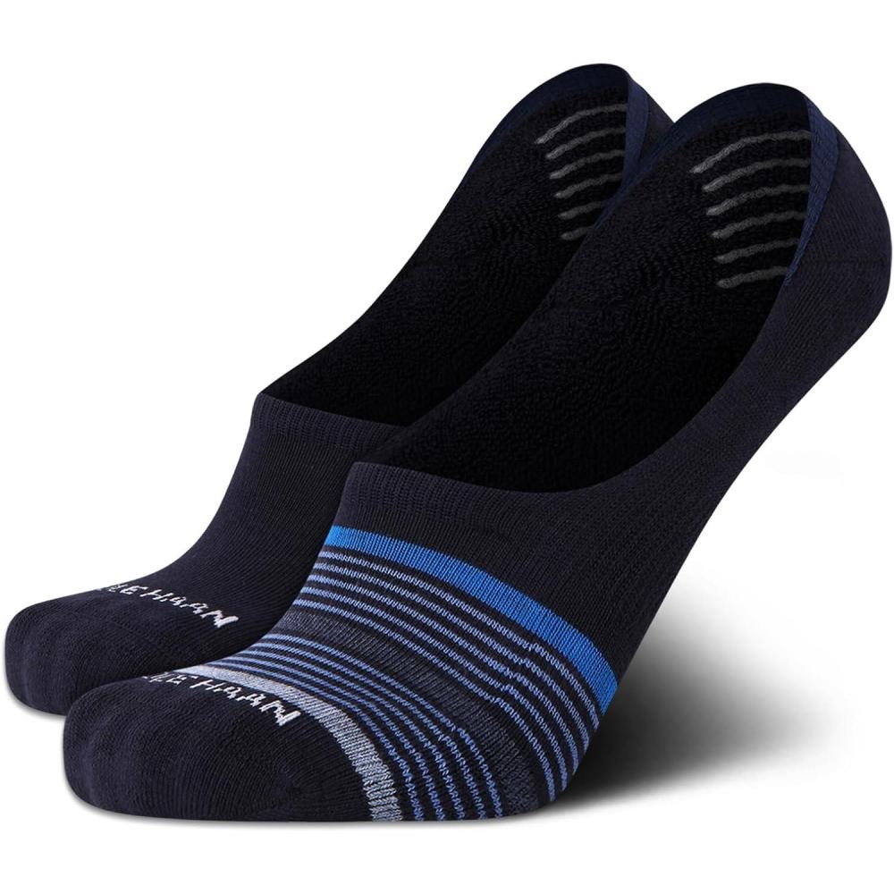 imageCole Haan Mens No Show Socks  2 Pack Breathable Cotton Invisible Liner Low Cut Socks for Men with Heel Grip Sizes 712Blue Stripe