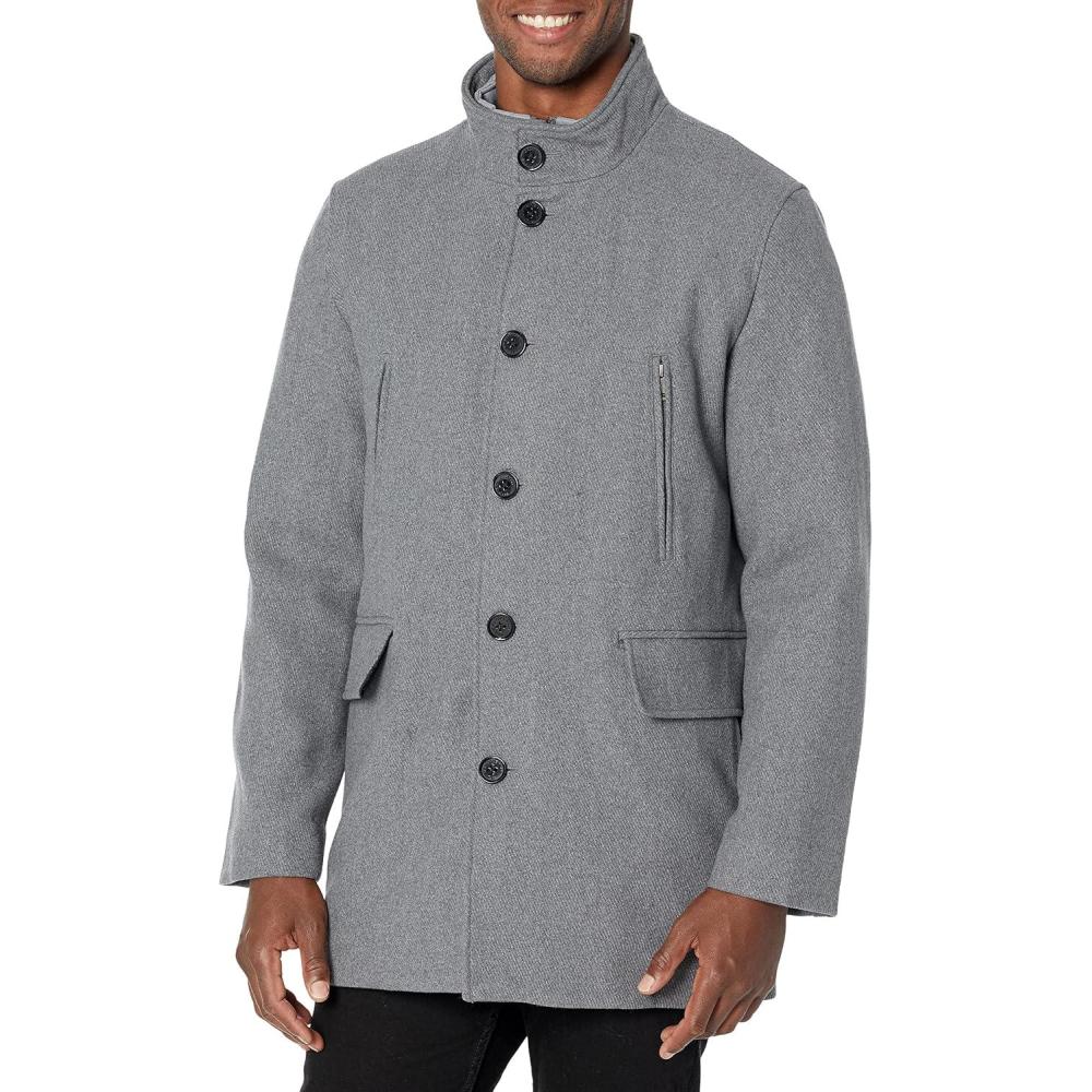 imageCole Haan Mens Shirt Collar Wool JacketGrey