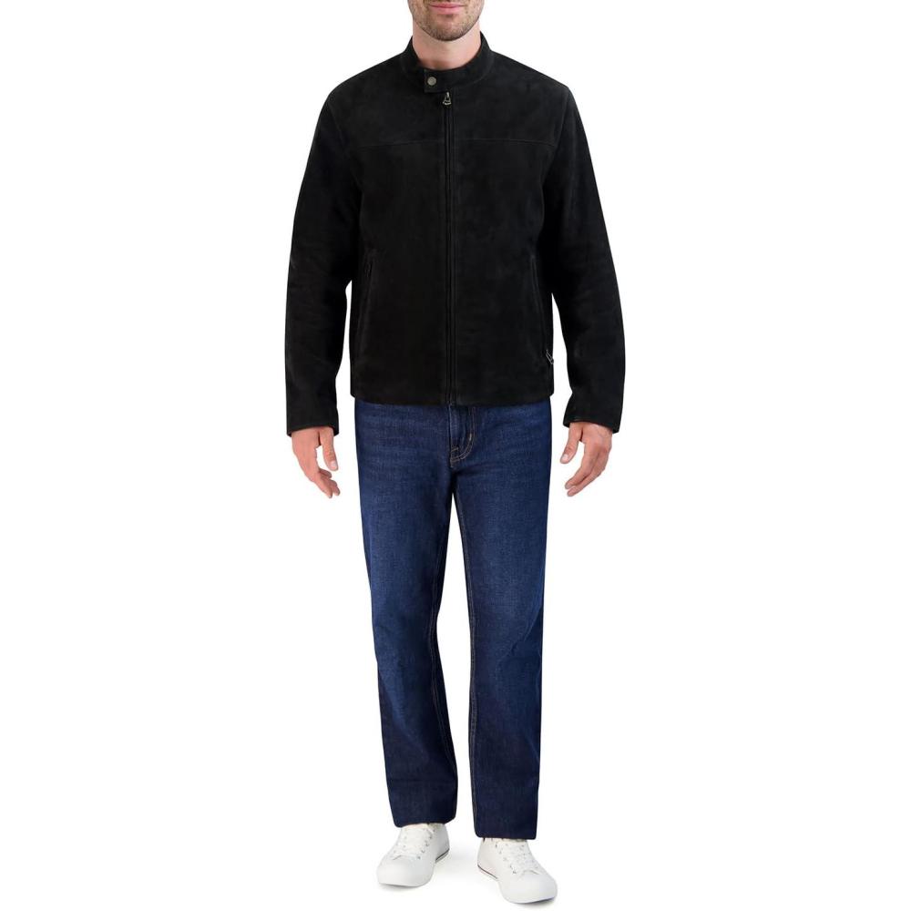 imageCole Haan Mens Suede Moto JacketBlack