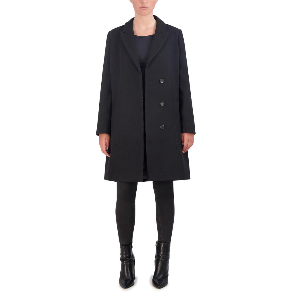 imageCole Haan Womens Asymmetrical Lapel CoatBlack