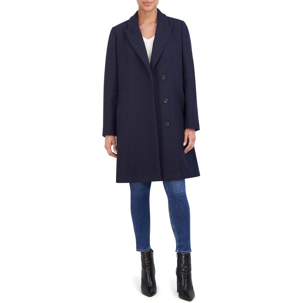 imageCole Haan Womens Asymmetrical Lapel CoatNavy