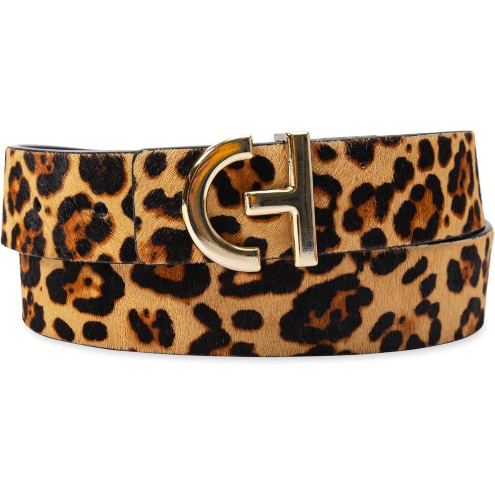 imageCole Haan Womens Casual Logo Plaque Buckle BeltLeopard