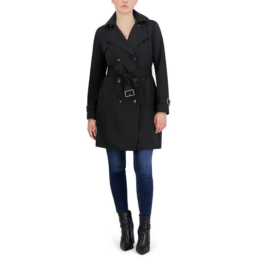 imageCole Haan Womens Double Breasted Trench CoatBlack