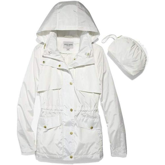 imageCole Haan Womens Short Packable Rain JacketWhite