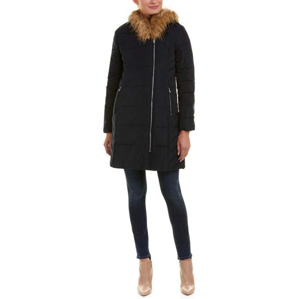 imageCole Haan Womens Taffeta Quilted Down Coat with HoodNavy