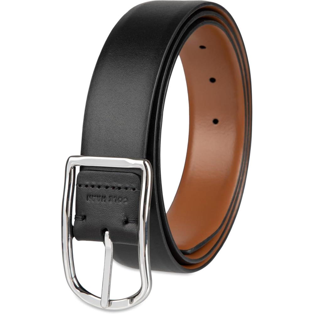 imageCole Haan mens Reversible Center Bar Buckle Casual BeltBlackTan