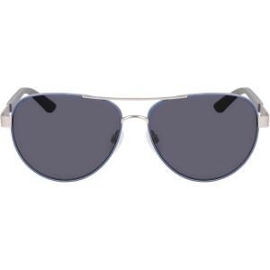 COLE HAAN CH6501 Polarized Pilot Sunglasses, Navy, 58/13/140