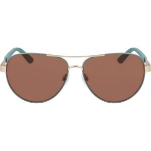COLE HAAN CH6501 Polarized Pilot Sunglasses, Olive, 58/13/140