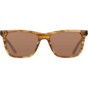 COLE HAAN Men’s CH6086 Polarized Square Sunglasses, Brown Horn, 54/17/145