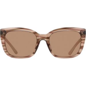 COLE HAAN Women’s CH7089 Polarized Square Sunglasses, Brown Horn, 54/19/145