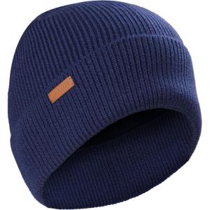 Cole Haan Heritage Rib Cuff Wool Beanie Hat(Navy Blazer)