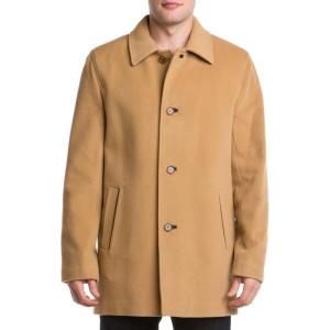 Cole Haan Men’s Cashmere Blend Single Breasted Classic Coat With Shirt Collar(Camel)