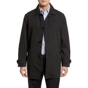 Cole Haan Men’s Classic Stand Collar Rain Jacket(Black)