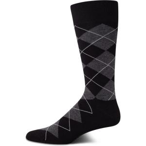 Cole Haan Mens Dress Socks – Breathable Comfort Stretch Crew-Length Work Socks for Men for Business Formal Wear (Sizes: 7-12)(Black Argyle)