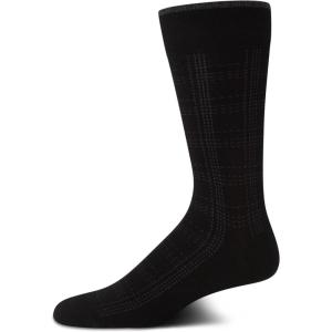 Cole Haan Mens Dress Socks – Breathable Comfort Stretch Crew-Length Work Socks for Men for Business Formal Wear (Sizes: 7-12)(Black Check)