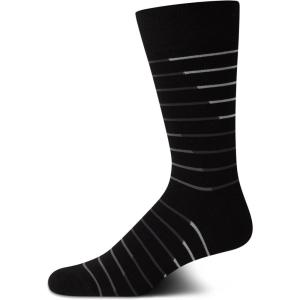 Cole Haan Mens Dress Socks – Breathable Comfort Stretch Crew-Length Work Socks for Men for Business Formal Wear (Sizes: 7-12)(Black Stripes)