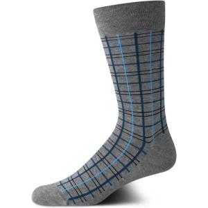 Cole Haan Mens Dress Socks – Breathable Comfort Stretch Crew-Length Work Socks for Men for Business Formal Wear (Sizes: 7-12)(Grey Plaid)