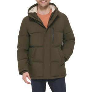Cole Haan Men’s Essential Sherpa Lined Puffer Jacket(Olive)