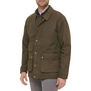 Cole Haan Men’s Everyday Comfortable Waxed Rain Jacket(Olive)