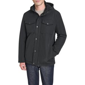 Cole Haan Men’s Everyday Cotton-Touch Field Jacket with Quilted Lining(Black)
