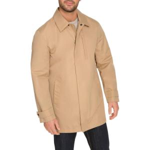Cole Haan Men’s Front Zip Water Resistant Rain Jacket(Khaki)